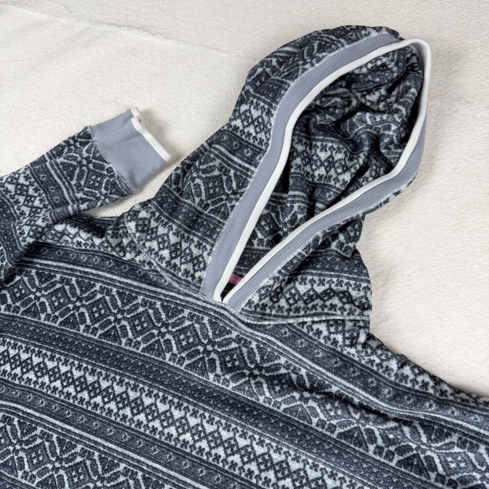 Simply Vera Vera Wang Gray Fair Isle‎ Fleece Hoodie Sweatshirt L Cozy Loungewear